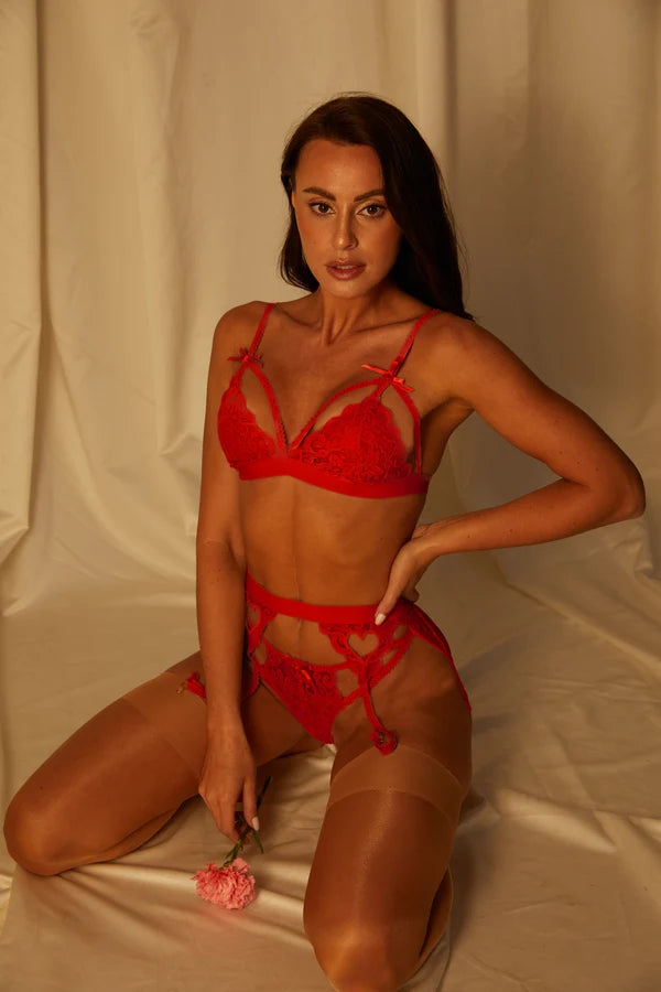 Zarela | Conjunto de lencería de corazón rojo